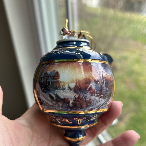 1999 Bradford Edition Ornament Pleasures Of Winter Terry Redlin Blue- New - Picture 3 of 10